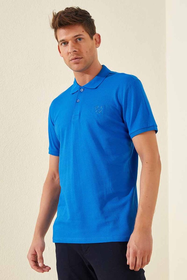 Tommy Life Classic Embroidered Polo Saxe Men's T-Shirt