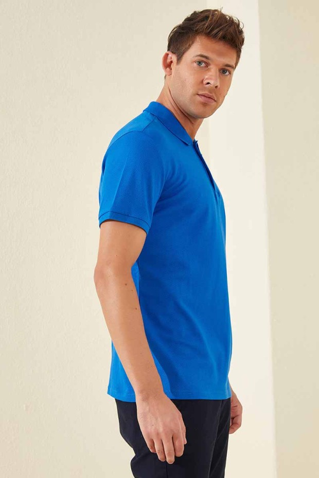 Tommy Life Classic Embroidered Polo Saxe Men's T-Shirt