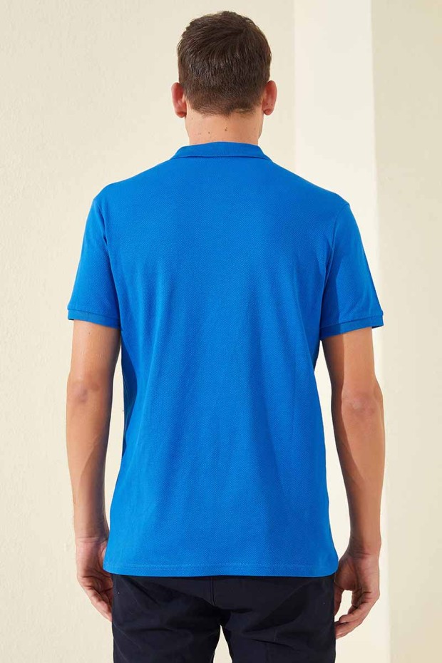 Tommy Life Classic Embroidered Polo Saxe Men's T-Shirt