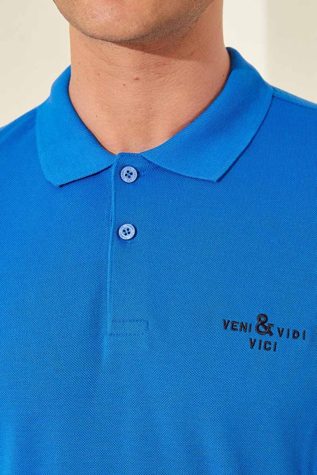 Tommy Life Classic Embroidered Polo Saxe Men's T-Shirt
