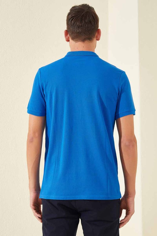 Tommy Life Classic Embroidered Polo Saxe Men's T-Shirt