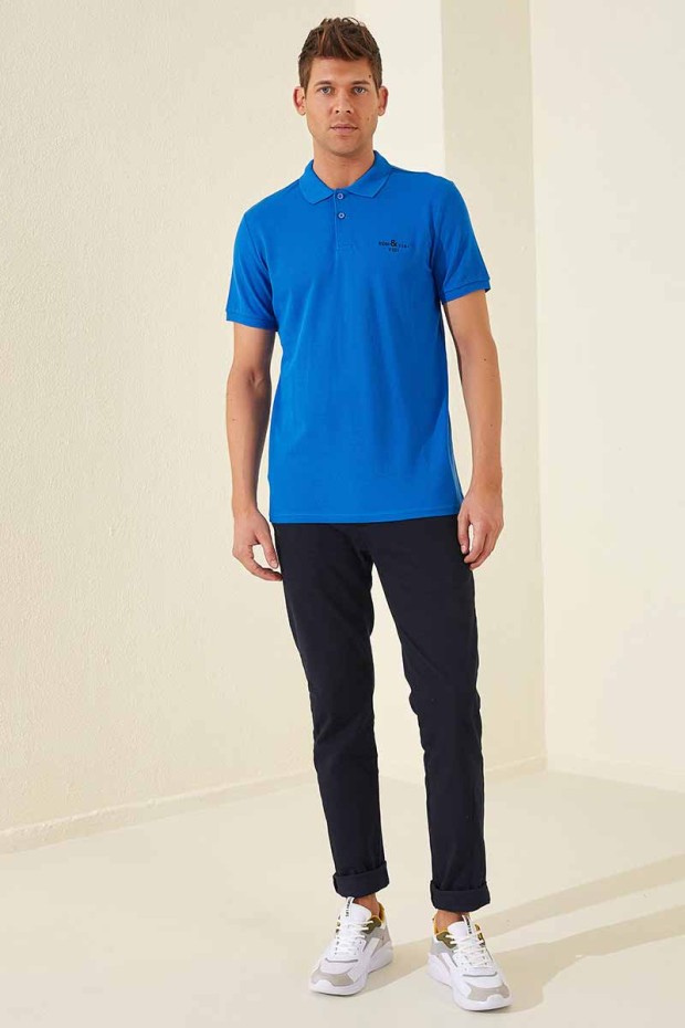 Tommy Life Classic Embroidered Polo Saxe Men's T-Shirt