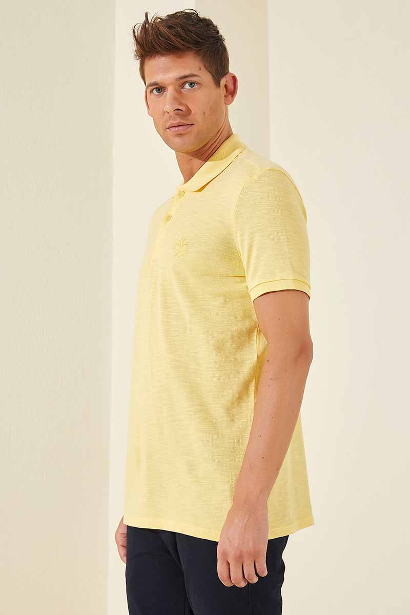 Tommy Life Embroidered Polo Yellow Men's T-Shirt