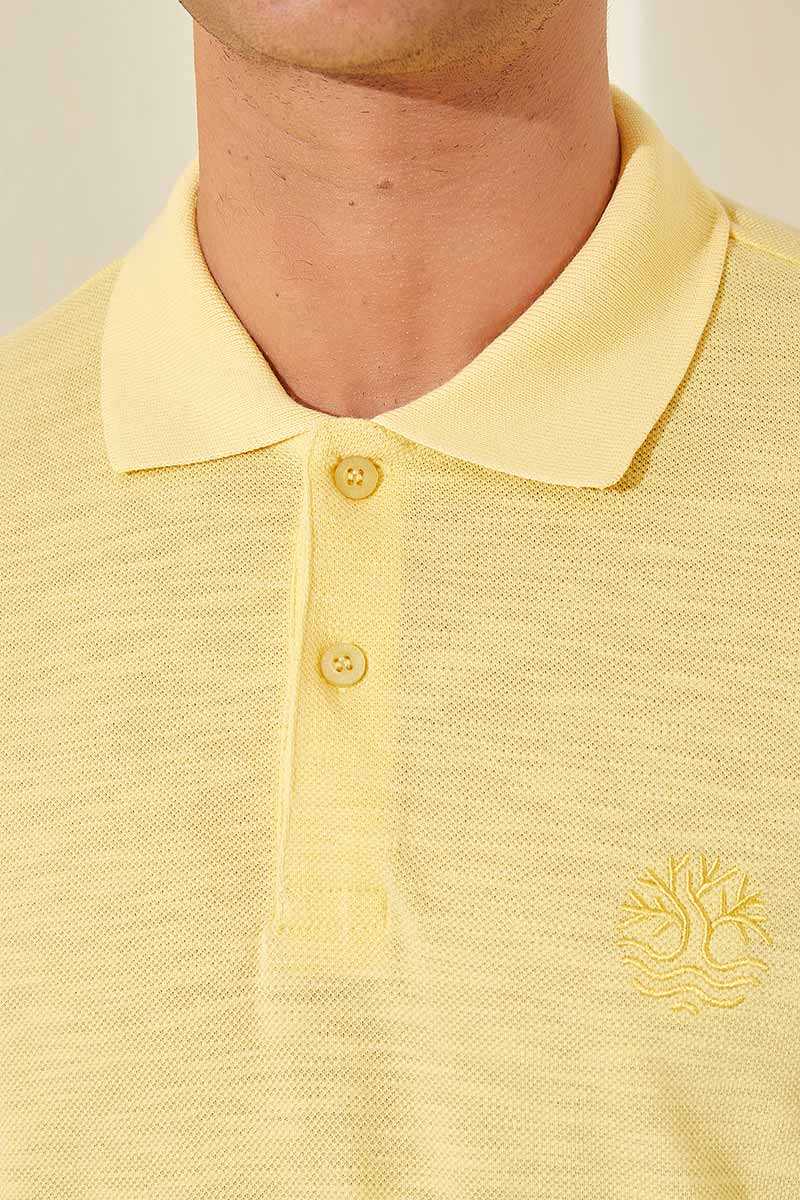 Tommy Life Embroidered Polo Yellow Men's T-Shirt