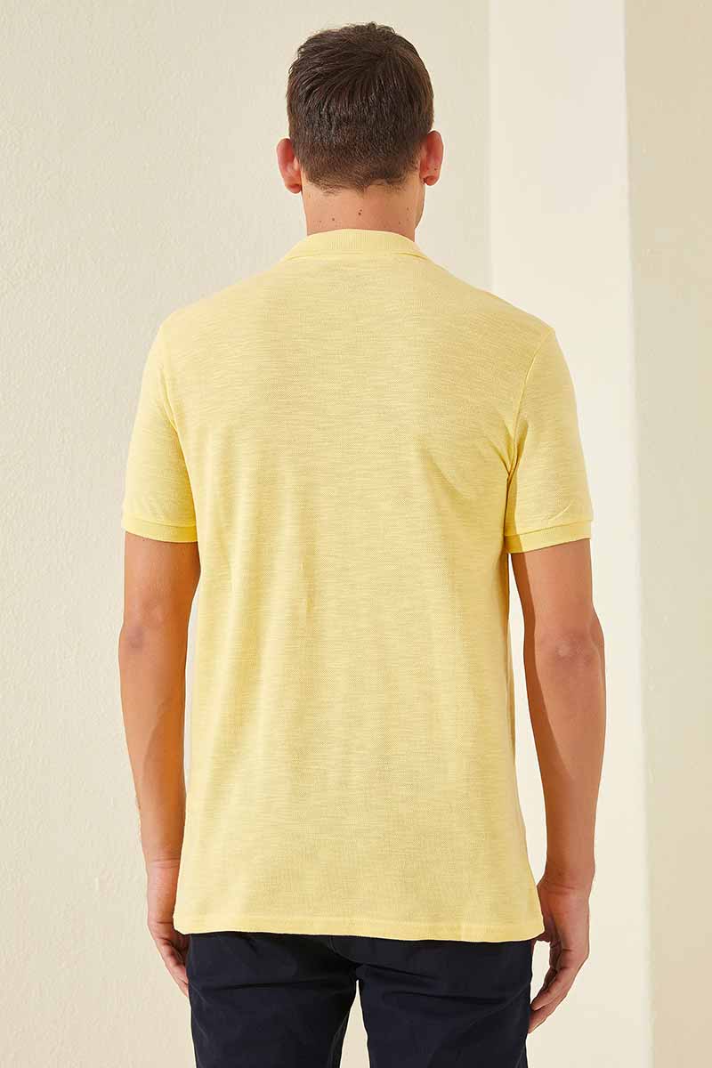 Tommy Life Embroidered Polo Yellow Men's T-Shirt