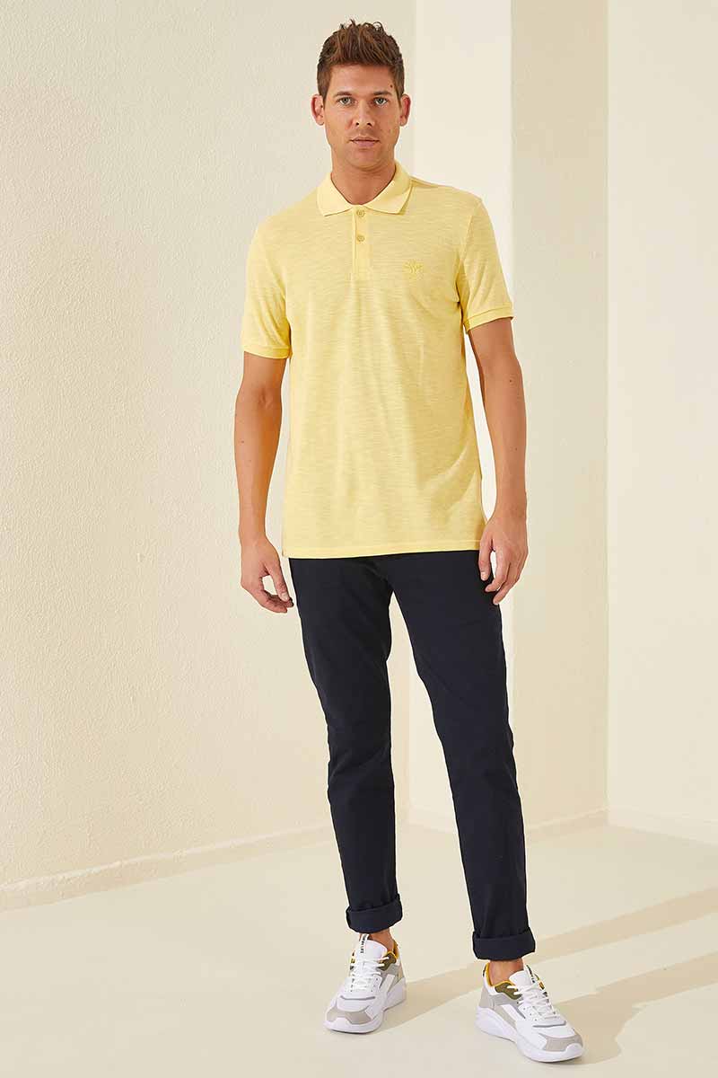 Tommy Life Embroidered Polo Yellow Men's T-Shirt
