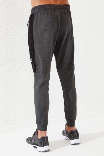 Invincible Side-Printed Anthracite Melange Men's Tracksuit Bottom - Thumbnail