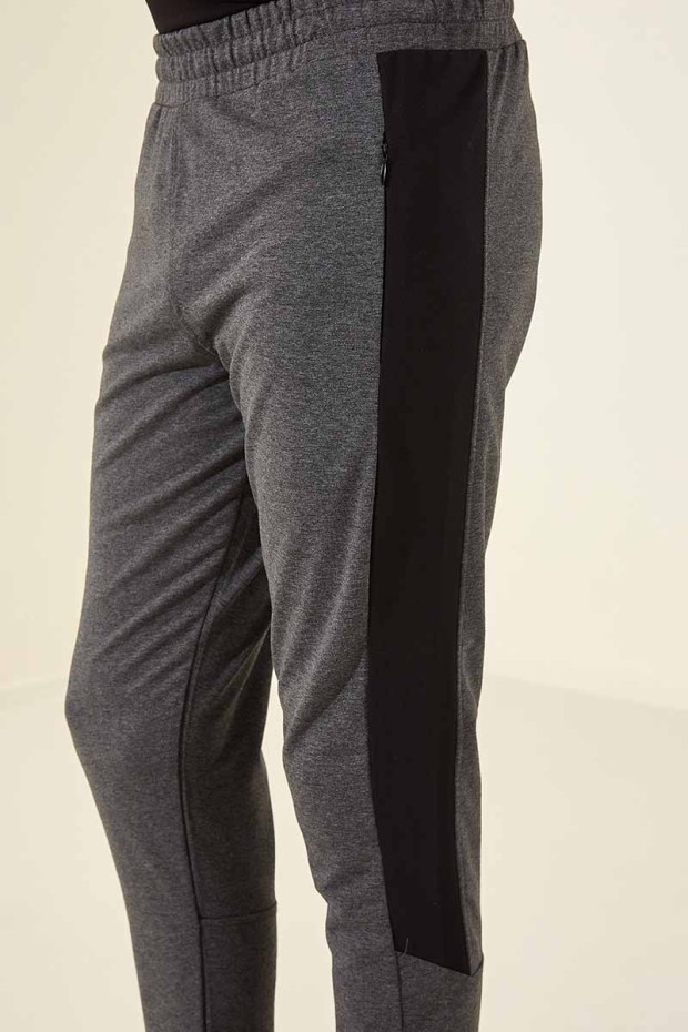 Tommy Life Printed Side Topped Open Anthracite-Melange Men's Tracksuit Bottom
