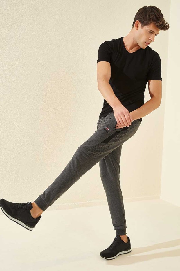 Tommy Life Zipper Pocket Anthracite-Melange Men's Tracksuit Bottom