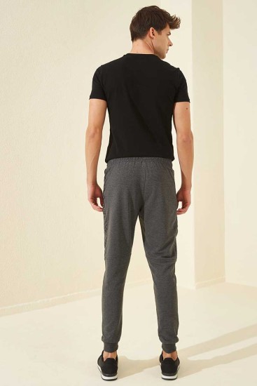 Tommy Life Zipper Pocket Anthracite-Melange Men's Tracksuit Bottom - Thumbnail