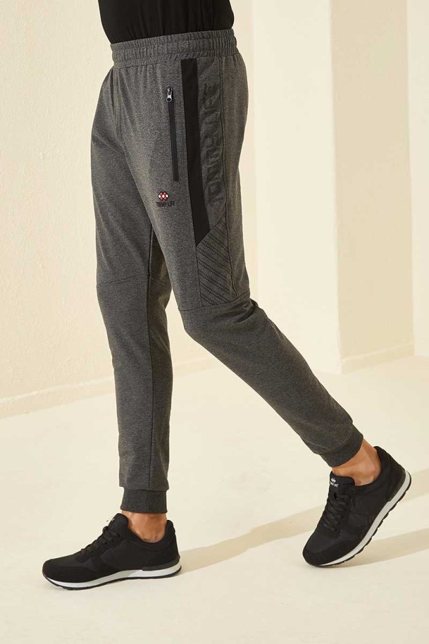 Tommy Life Zipper Pocket Anthracite-Melange Men's Tracksuit Bottom