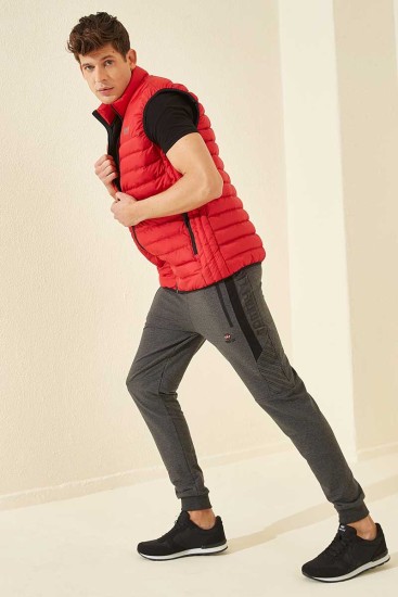 Tommy Life Zipper Pocket Anthracite-Melange Men's Tracksuit Bottom - Thumbnail