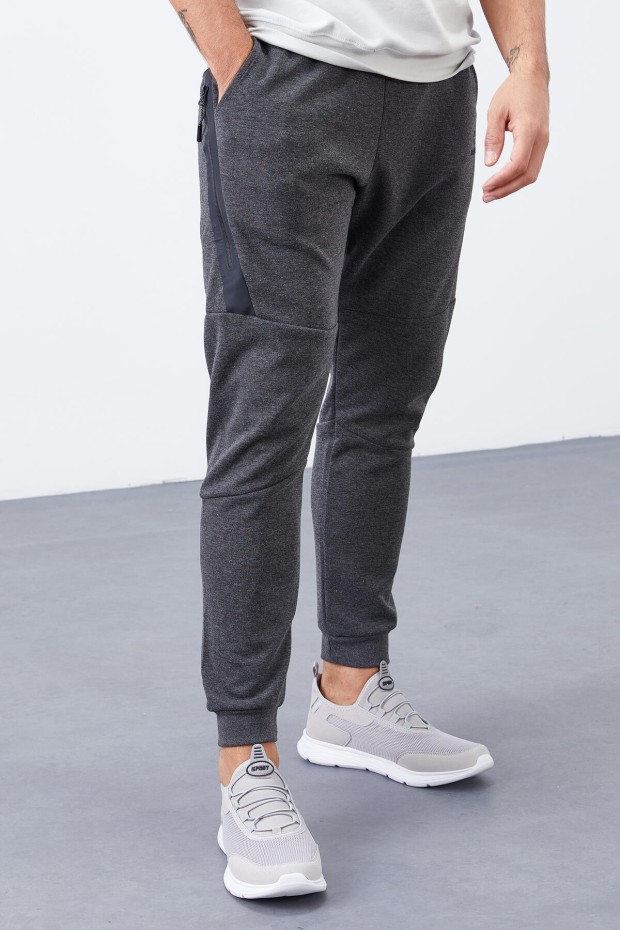Tommy Life Reverse Zipper Anthracite-Melange Men's Tracksuit Bottom