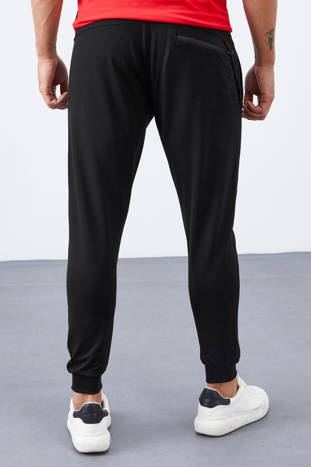 Tommy Life Zipper Pocket Black Men's Tracksuit Bottom - 8