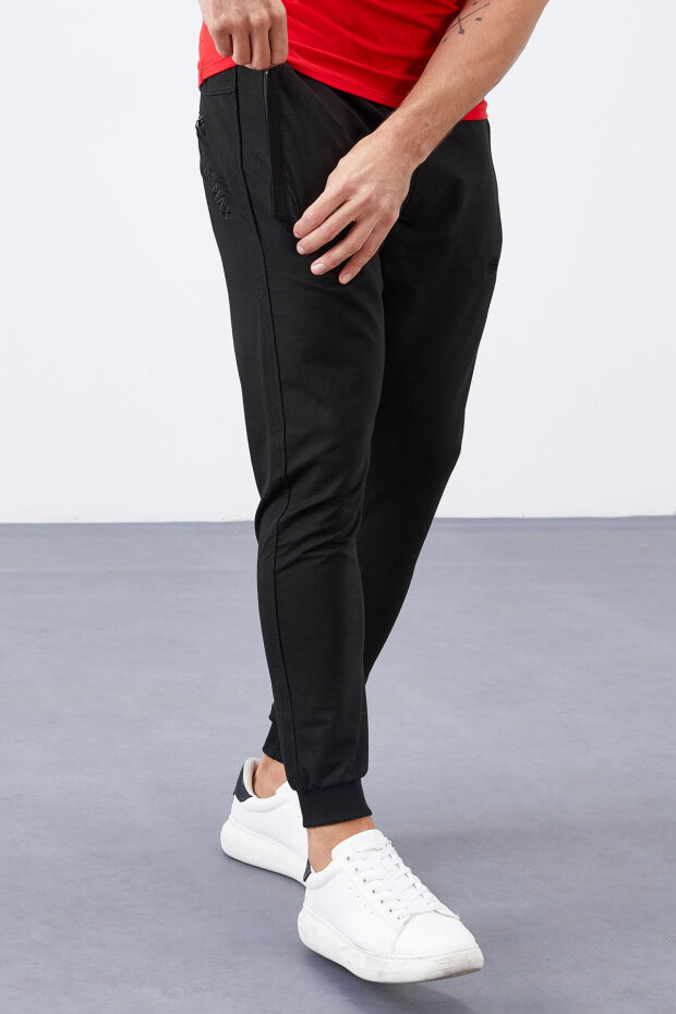 Tommy Life Zipper Pocket Black Men's Tracksuit Bottom - 4