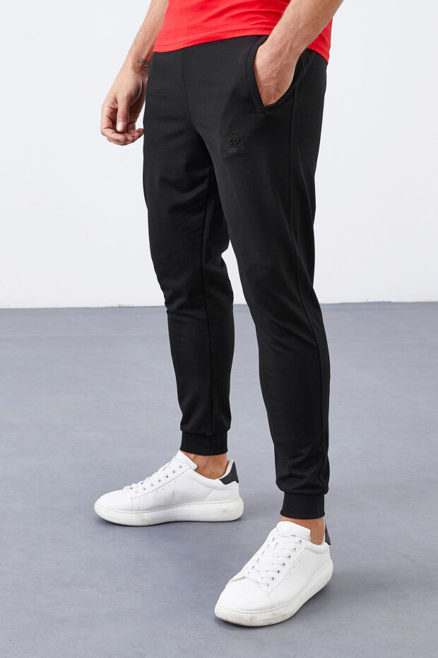 Tommy Life Zipper Pocket Black Men's Tracksuit Bottom - 2