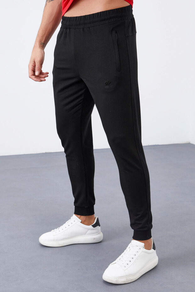 Tommy Life Zipper Pocket Black Men's Tracksuit Bottom - 6