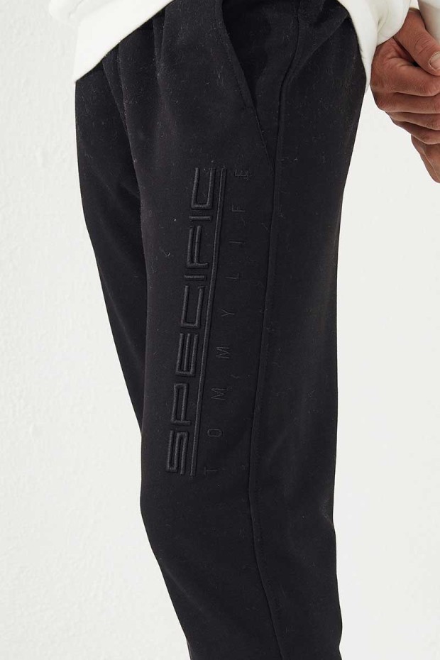 Specific Zipper Pocket Black Men's Tracksuit Bottom