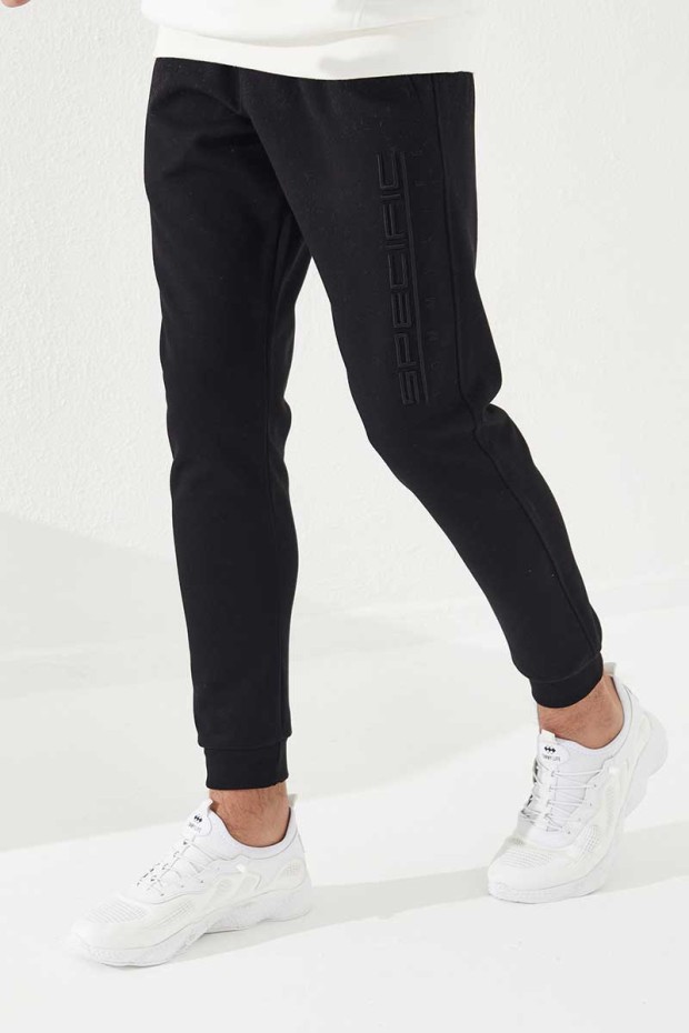 Specific Zipper Pocket Black Men's Tracksuit Bottom