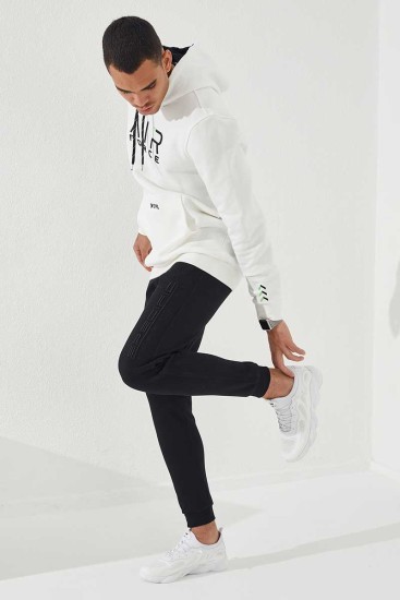 Specific Zipper Pocket Black Men's Tracksuit Bottom - Thumbnail