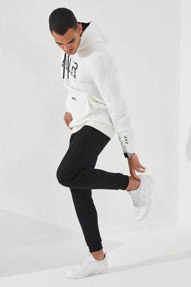 Specific Zipper Pocket Black Men's Tracksuit Bottom