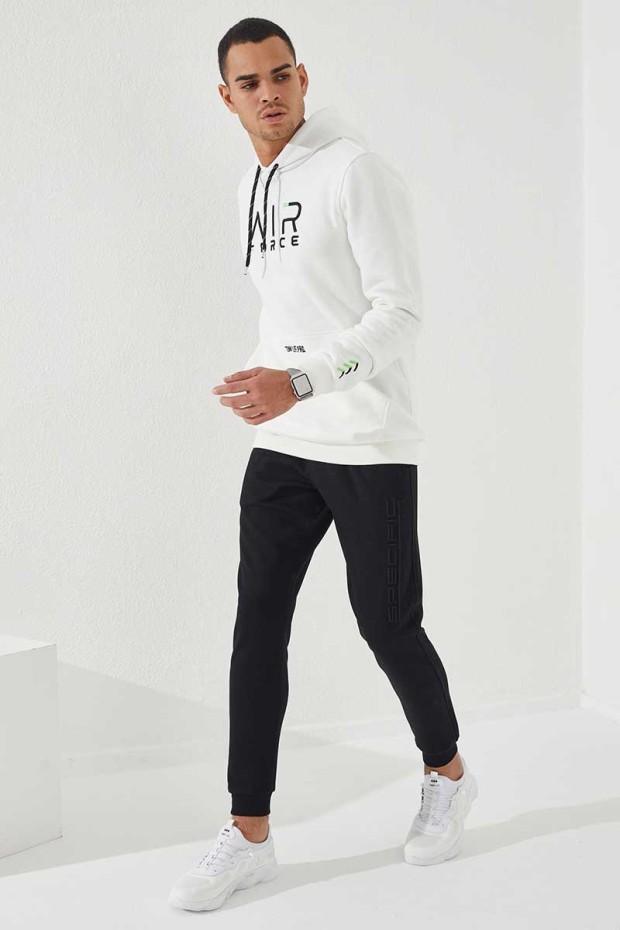 Specific Zipper Pocket Black Men's Tracksuit Bottom