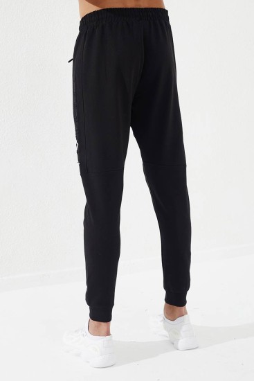 Invincible Side-Printed Black Men's Tracksuit Bottom - Thumbnail