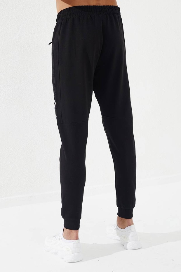 Invincible Side-Printed Black Men's Tracksuit Bottom