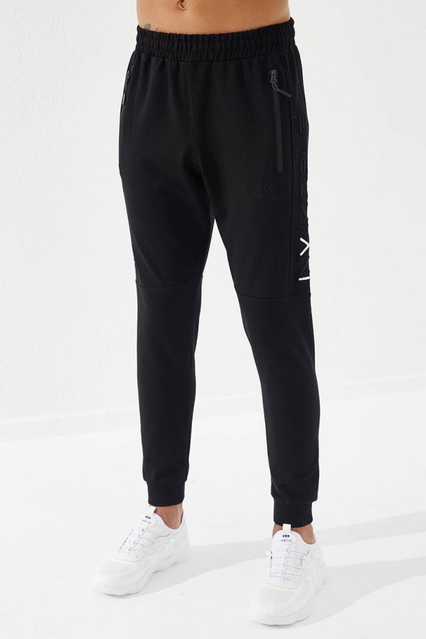 Invincible Side-Printed Black Men's Tracksuit Bottom