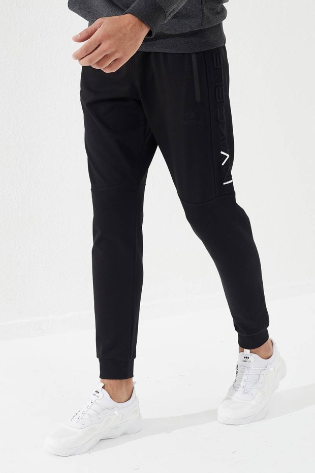 Invincible Side-Printed Black Men's Tracksuit Bottom