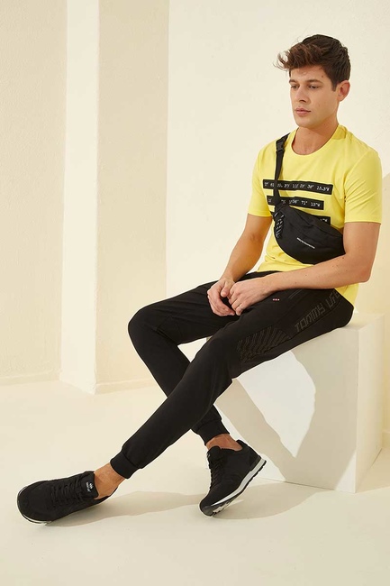 Tommy Life Zipper Pocket Black Men's Tracksuit Bottom - Thumbnail