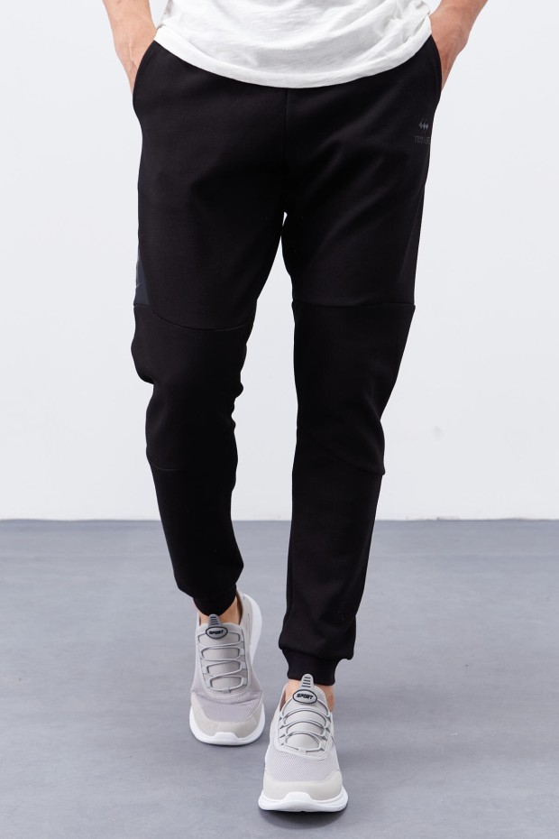 Tommy Life Reverse Zipper Black Men's Tracksuit Bottom