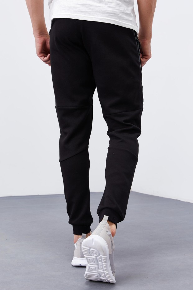Tommy Life Reverse Zipper Black Men's Tracksuit Bottom