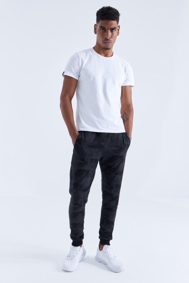 Tommy Life Reverse Zippered Cuff Black-Camo Men's Tracksuit Bottom