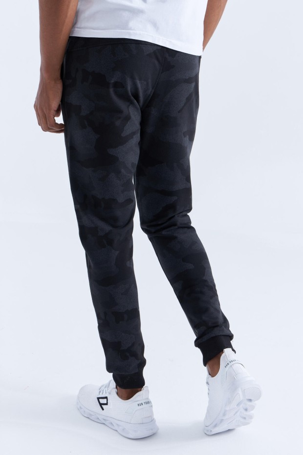 Tommy Life Reverse Zippered Cuff Black-Camo Men's Tracksuit Bottom