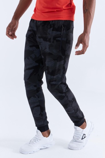 Tommy Life Black-Camo Men's Tracksuit Bottom 