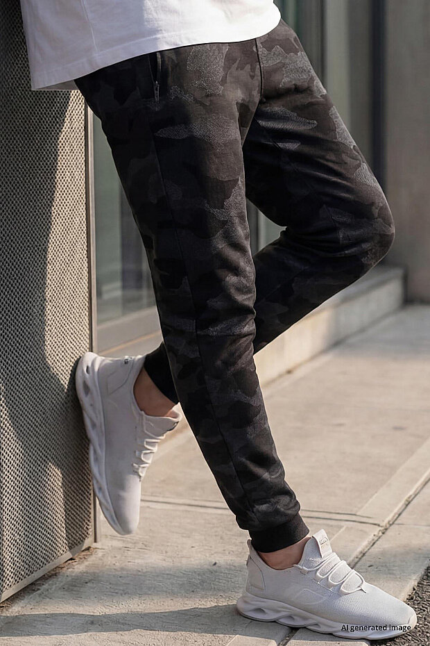 Tommy Life Black-Camo Men's Tracksuit Bottom - 2