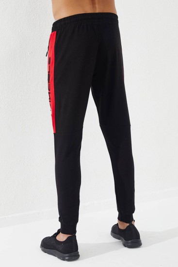 Invincible Side-Printed Black-Red Men's Tracksuit Bottom - Thumbnail