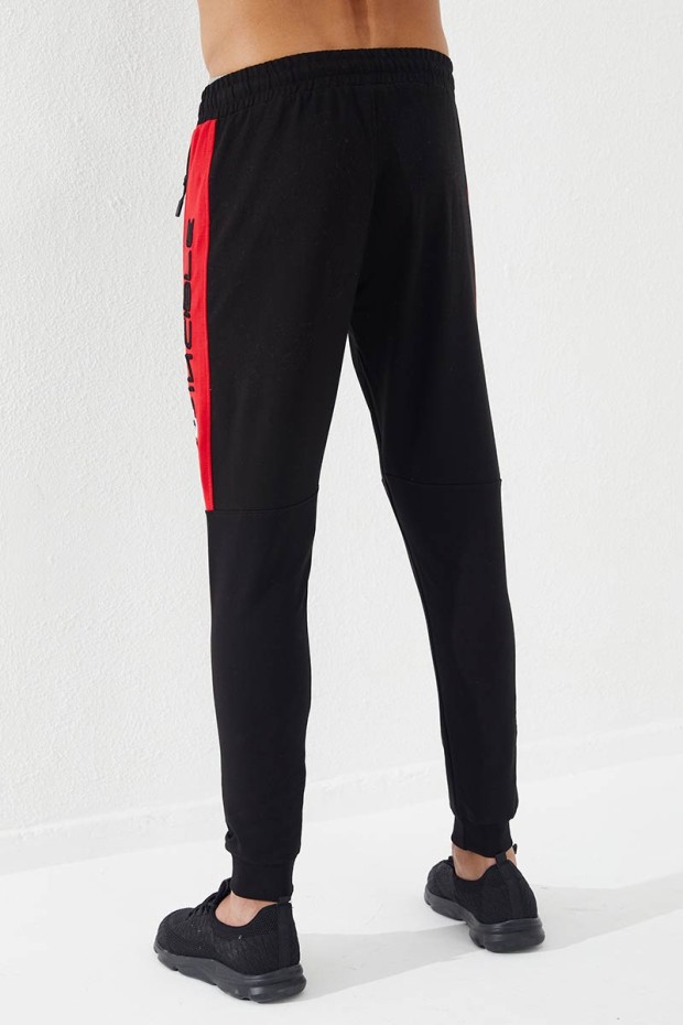Invincible Side-Printed Black-Red Men's Tracksuit Bottom