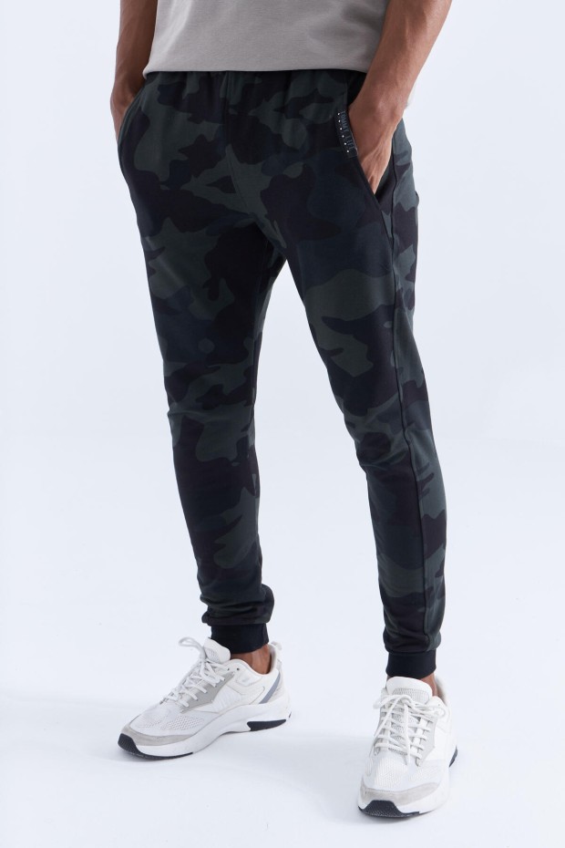 Tommy Life Reverse Zippered Cuff Camouflage Black Shadow Men's Tracksuit Bottom