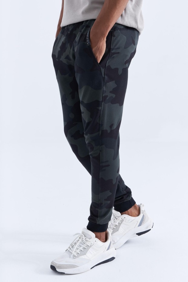 Tommy Life Reverse Zippered Cuff Camouflage Black Shadow Men's Tracksuit Bottom