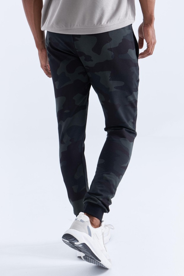 Tommy Life Reverse Zippered Cuff Camouflage Black Shadow Men's Tracksuit Bottom