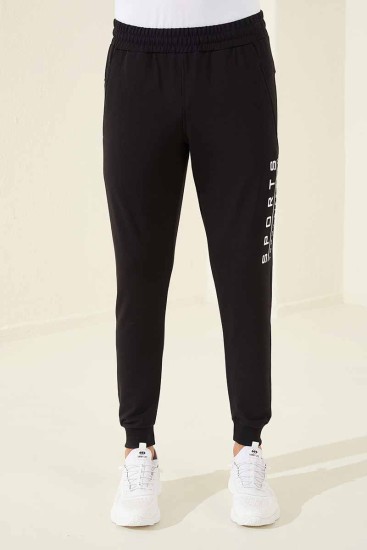 Tommy Life Sports Printed Black-White Men's Tracksuit Bottom - Thumbnail