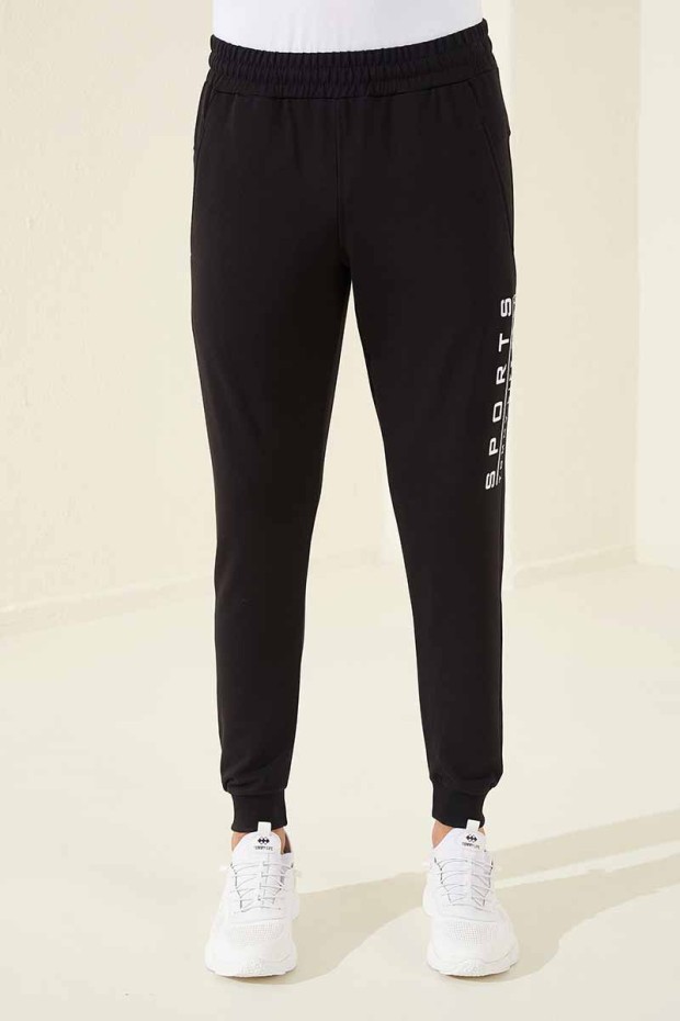 Tommy Life Sports Printed Black-White Men's Tracksuit Bottom