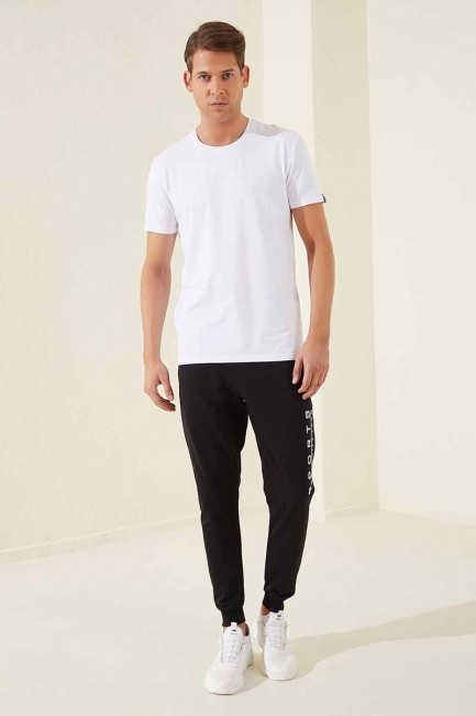 Tommy Life Sports Printed Black-White Men's Tracksuit Bottom