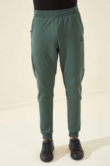 Tommy Life Reverse Zipper Green Men's Tracksuit Bottom - Thumbnail