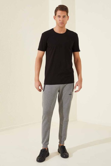 Tommy Life Zip Pocket Grey-Melange Men's Tracksuit Bottom - Thumbnail