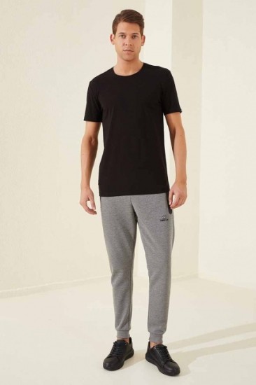 Tommy Life Zip Pocket Grey-Melange Men's Tracksuit Bottom - Thumbnail