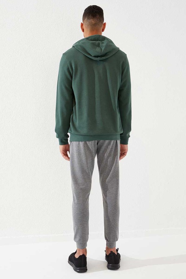Specific Zipper Pocket Grey Melange Men's Tracksuit Bottom