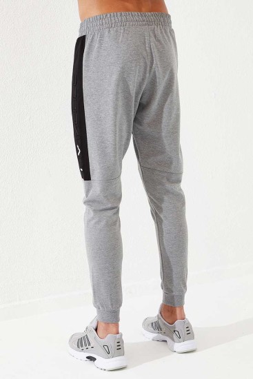 Invincible Side-Printed Grey Melange Men's Tracksuit Bottom - Thumbnail